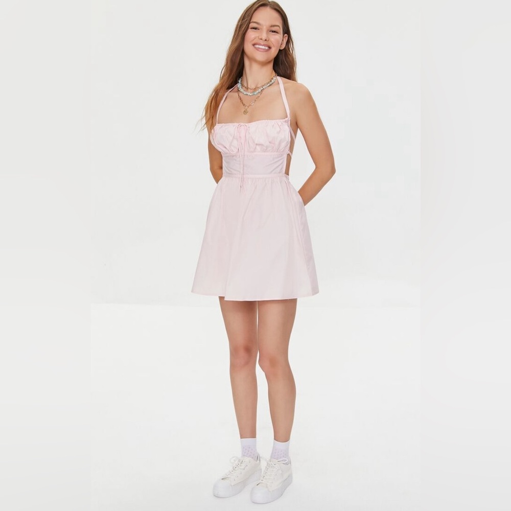Cage Back Halter Mini Dress